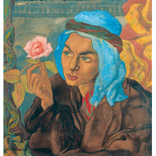 CHARLES CLOS OLSOMMER : Junger Mann mit Turban und Rose (DOBIASCHOFSKY AUKTIONEN AG)