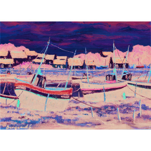 GEORGES BORGEAUD : Bretonischer Hafen mit Fischerbooten (DOBIASCHOFSKY AUKTIONEN AG)