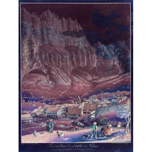 ABRAHAM SAMUEL FISCHER : 'Vue des Bains de Lo�che en Valais...' (DOBIASCHOFSKY AUKTIONEN AG)