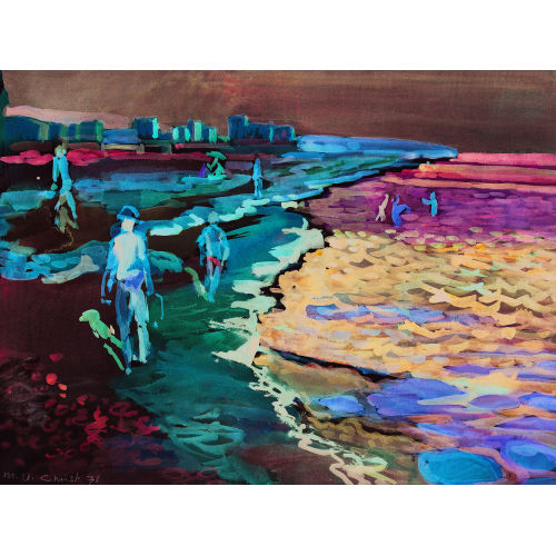 MARTIN ALFRED CHRIST : Strandpartie mit Ballerm�nnern auf Mallorca (DOBIASCHOFSKY AUKTIONEN AG)