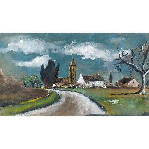 ROLAND OUDOT : Bauerndorf mit Kirche (DOBIASCHOFSKY AUKTIONEN AG)