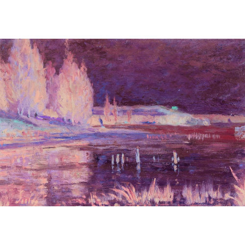 ALFRED SISLEY : Flussuferpartie mit Pappeln (DOBIASCHOFSKY AUKTIONEN AG)