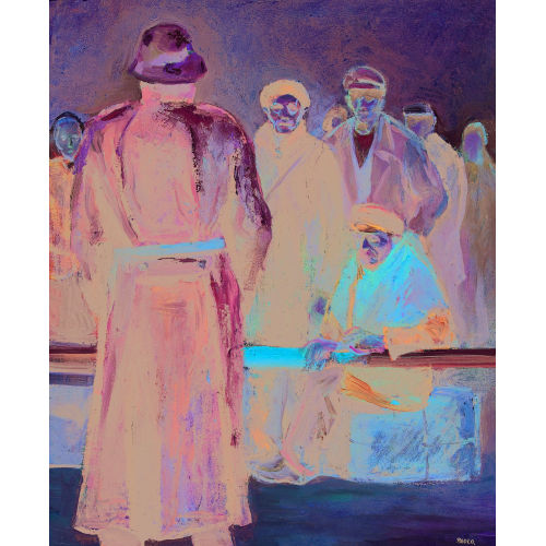 PAUL JAKOB) PAOLO (EIGTL. M�LLER : Menschengruppe und Soldat an einer Grenze (DOBIASCHOFSKY AUKTIONEN AG)