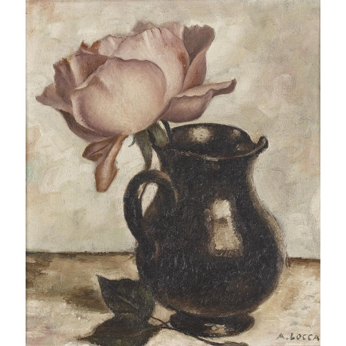 ALBERT LOCCA : Stillleben mit Rose in einem Krug (DOBIASCHOFSKY AUKTIONEN AG)