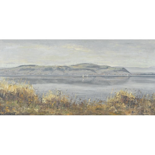 MAX CLEMENT : Uferpartie am Murtensee mit dem Mont Vully (DOBIASCHOFSKY AUKTIONEN AG)