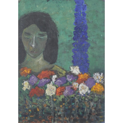 JULIEN (EIGTL. NEUWEILER DINOU : Portr�t einer Frau mit Blumen (DOBIASCHOFSKY AUKTIONEN AG)