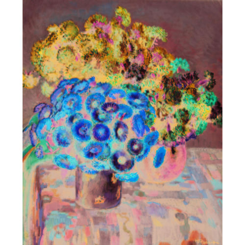 HENRI MARCEL ROBERT : Blumenstillleben mit Zinnien und Nelken (DOBIASCHOFSKY AUKTIONEN AG)