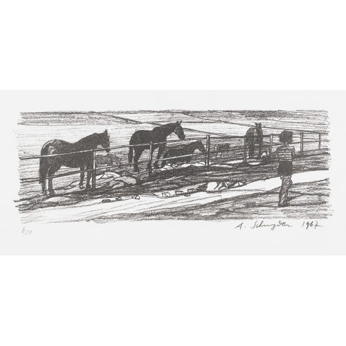ALBERT SCHNYDER : Pferde auf der Weide (DOBIASCHOFSKY AUKTIONEN AG)