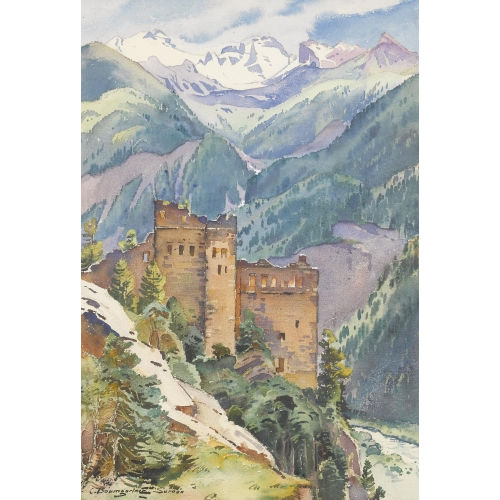 CHRISTIAN BAUMGARTNER : Die Ruine der Burg Belfort oberhalb des Dorfes Surava (DOBIASCHOFSKY AUKTIONEN AG)