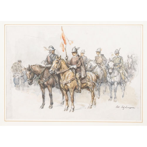 EDOUARD ELZINGRE : Kavallerie mit Standarte (DOBIASCHOFSKY AUKTIONEN AG)