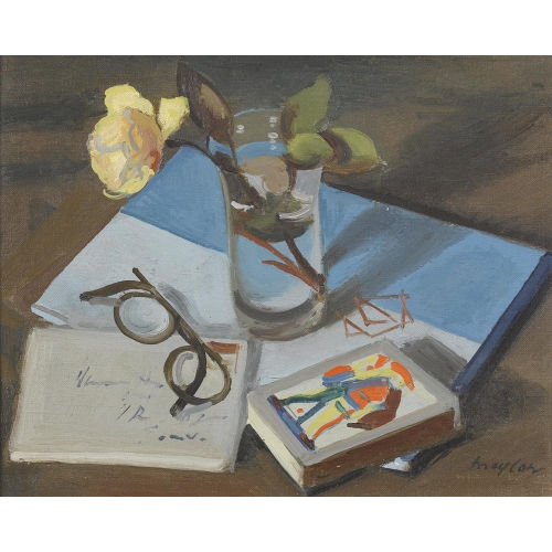 HENRY MEYLAN : Stillleben mit B�chern, Brille und Rose (DOBIASCHOFSKY AUKTIONEN AG)