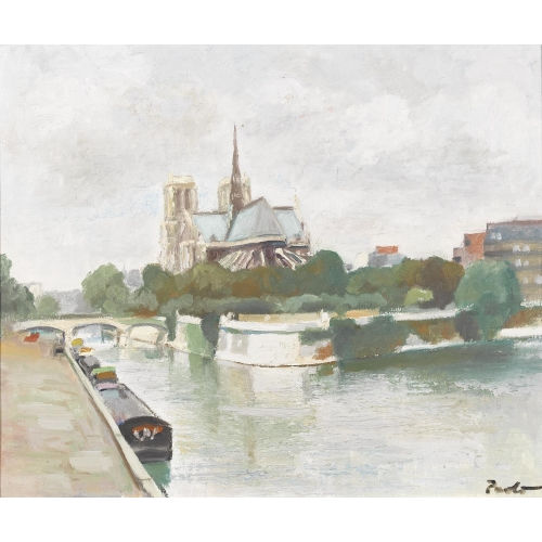 PAUL JAKOB) PAOLO (EIGTL. M�LLER : Seineufer mit Blick auf Notre-Dame (DOBIASCHOFSKY AUKTIONEN AG)
