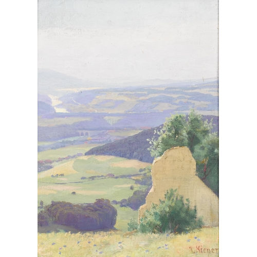 ROBERT KIENER : Sommerliche Flusslandschaft mit Br�cke (DOBIASCHOFSKY AUKTIONEN AG)