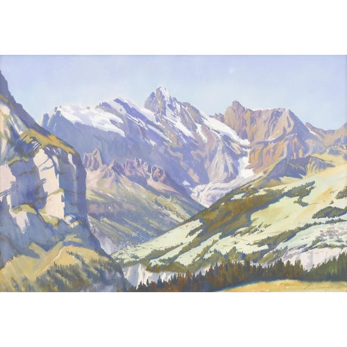 KARL ANNELER : Berner Alpen mit Blick auf Gimmelwald und M�rren (DOBIASCHOFSKY AUKTIONEN AG)