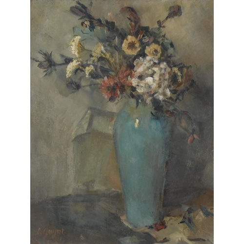 LAURE-CECILE GUYOT : Stillleben mit Blumen in blauer Vase (DOBIASCHOFSKY AUKTIONEN AG)