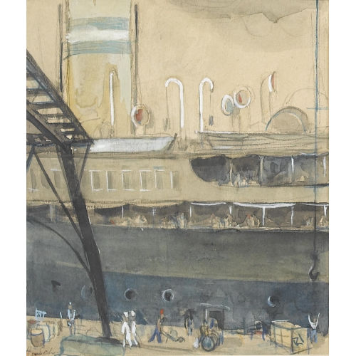 HANS SCHOELLHORN : Passagierschiff im Hafen (DOBIASCHOFSKY AUKTIONEN AG)