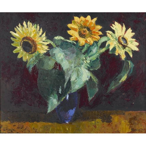 PAUL JAKOB) PAOLO (EIGTL. M�LLER : Sonnenblumen in blauer Vase (DOBIASCHOFSKY AUKTIONEN AG)
