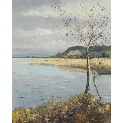 MAX CLEMENT : Herbstliche Uferpartie am Neuenburgersee (DOBIASCHOFSKY AUKTIONEN AG)