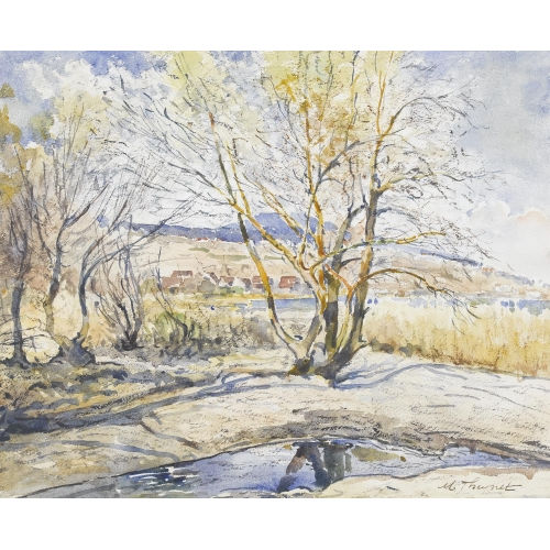 MAX ROBERT THEYNET : Herbstliches Ufer am Neuenburgersee (DOBIASCHOFSKY AUKTIONEN AG)