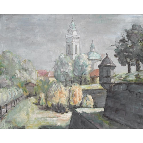 ALBIN STEBLER : Sonnige Ansicht von Solothurn mit St. Ursenkathedrale (DOBIASCHOFSKY AUKTIONEN AG)