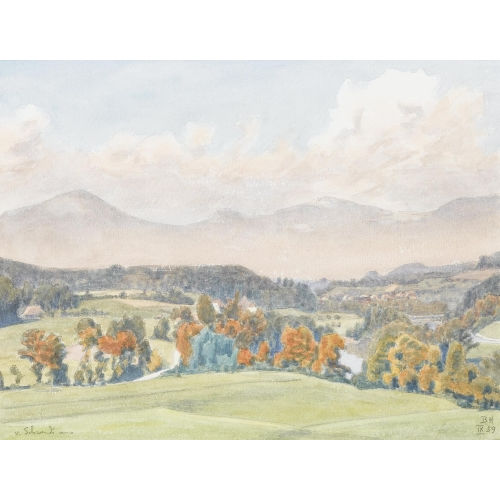 BRUNO HESSE : 'Aussicht von der Schwendi auf Aare, Walliswil-Bipp, Jura' (DOBIASCHOFSKY AUKTIONEN AG)