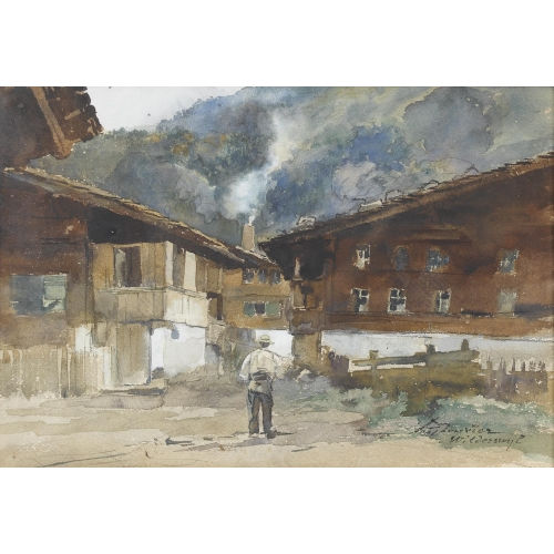 PAUL BOUVIER : Bauernh�user in Wilderswil im Berner Oberland (DOBIASCHOFSKY AUKTIONEN AG)