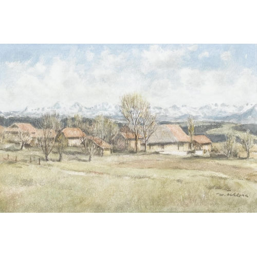 WALTER) FELBRA (EIGTL. FELLER-BRAND : Herbstliche Landschaft mit Blick auf das Berner Oberland (DOBIASCHOFSKY AUKTIONEN AG)