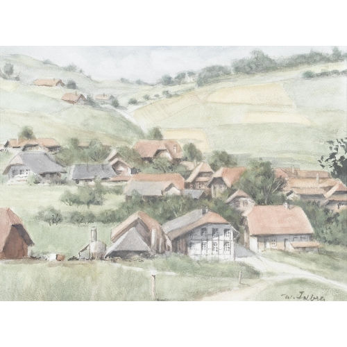 WALTER) FELBRA (EIGTL. FELLER-BRAND : Emmentaler Landschaft mit Dorf (DOBIASCHOFSKY AUKTIONEN AG)