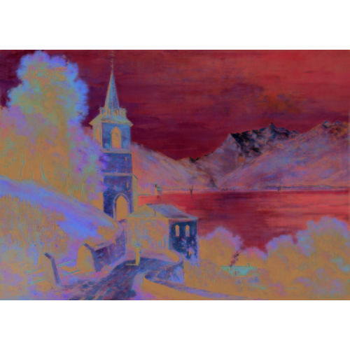 EDOUARD-HENRI GIRARDET : Saint-Vincent in Montreux mit Schloss Chillon (DOBIASCHOFSKY AUKTIONEN AG)