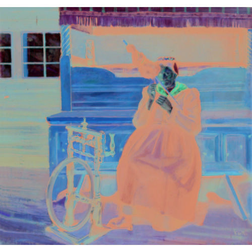 FRAN�OIS DE RIBAUPIERRE : Interieur mit Walliserin am Spinnrad (DOBIASCHOFSKY AUKTIONEN AG)