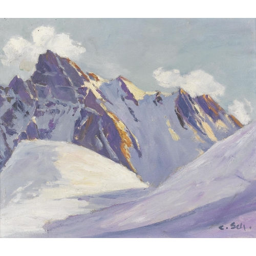 CARL SCHELLHAMMER : Verschneite Gebirgspartie (DOBIASCHOFSKY AUKTIONEN AG)
