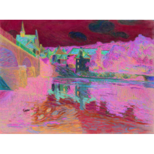 PAUL MADELINE : Sommerliche Flusslandschaft mit alter Br�cke (DOBIASCHOFSKY AUKTIONEN AG)