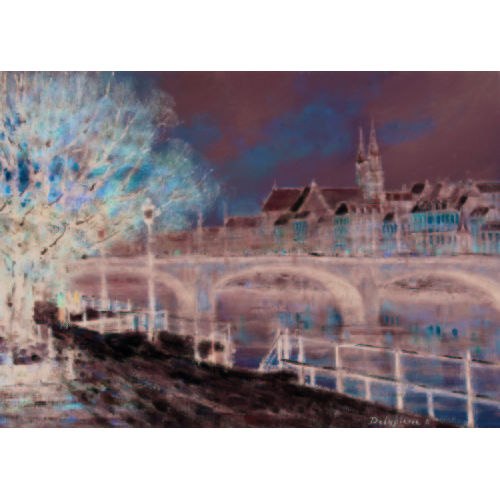 ROGER DELAPIERRE : Mittlere Rheinbr�cke und Basler M�nster im Winter (DOBIASCHOFSKY AUKTIONEN AG)
