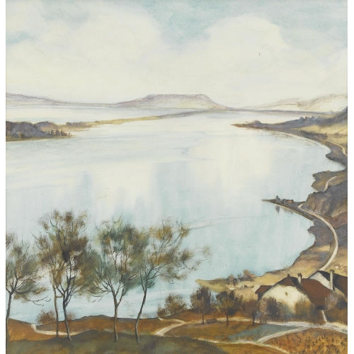 RUDOLF M�LLER : Blick auf den Bielersee mit der Petersinsel (DOBIASCHOFSKY AUKTIONEN AG)