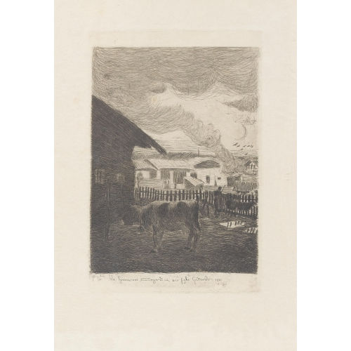 GIOVANNI SEGANTINI : Kuh im Hof (DOBIASCHOFSKY AUKTIONEN AG)