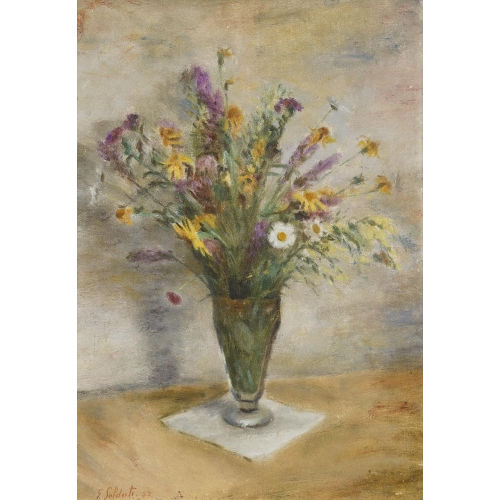 GIUSEPPE SOLDATI : Stillleben mit Feldblumen in einem Glas (DOBIASCHOFSKY AUKTIONEN AG)