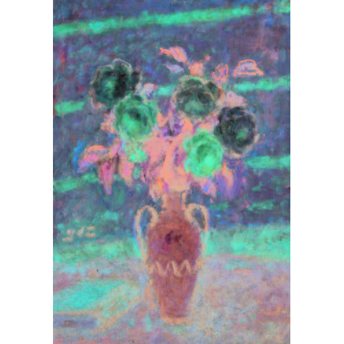 GEORGES D′ ESPAGNAT : Stillleben mit Rosen in blauer Henkelvase (DOBIASCHOFSKY AUKTIONEN AG)