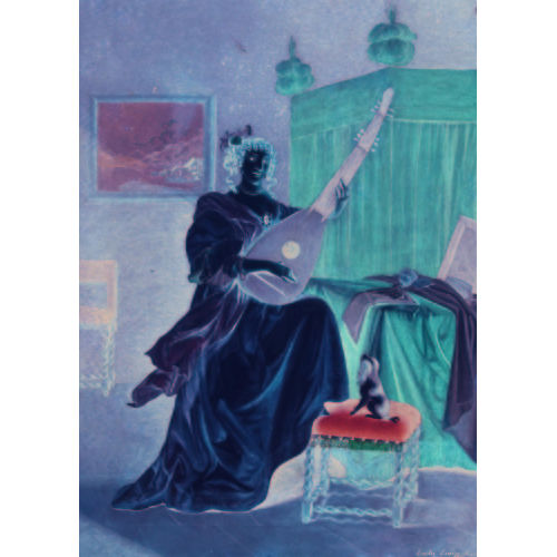 EMILIE LINDER : Lautenspielerin mit Bologneser Hund (DOBIASCHOFSKY AUKTIONEN AG)