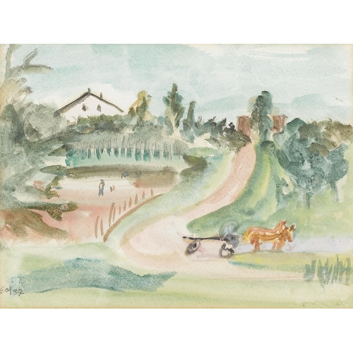 ERNST MORGENTHALER : Sommerliche Landschaft mit Pferdewagen (DOBIASCHOFSKY AUKTIONEN AG)