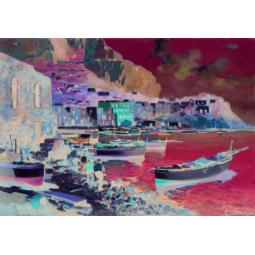 FELICE GIORDANO : Der Hafen von Marina Grande auf Capri mit Figurenstaffage (DOBIASCHOFSKY AUKTIONEN AG)