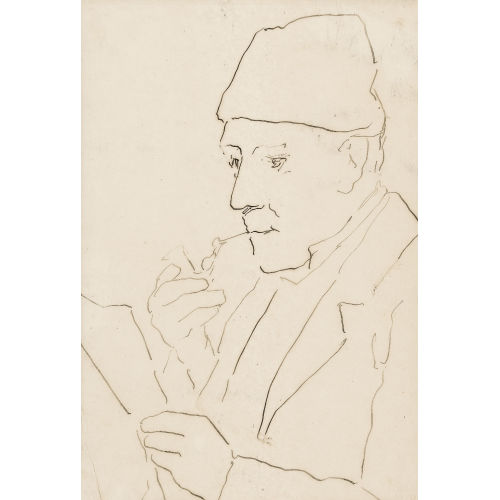 ALBERT ANKER : Lesender Grossvater mit Pfeife (DOBIASCHOFSKY AUKTIONEN AG)