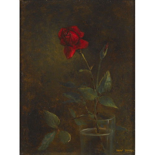 HANS ZAUGG : Rote Rose im Wasserglas (DOBIASCHOFSKY AUKTIONEN AG)