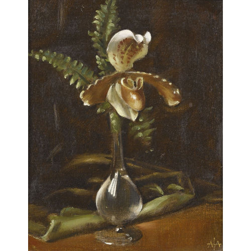 ALFRED ANKLIN : Stillleben mit Orchideenbl�te in Glasvase (DOBIASCHOFSKY AUKTIONEN AG)