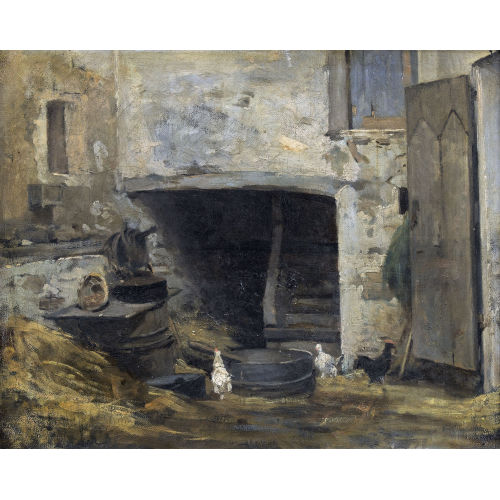 ALBERT ANKER : Hinterhof mit H�hnern (DOBIASCHOFSKY AUKTIONEN AG)