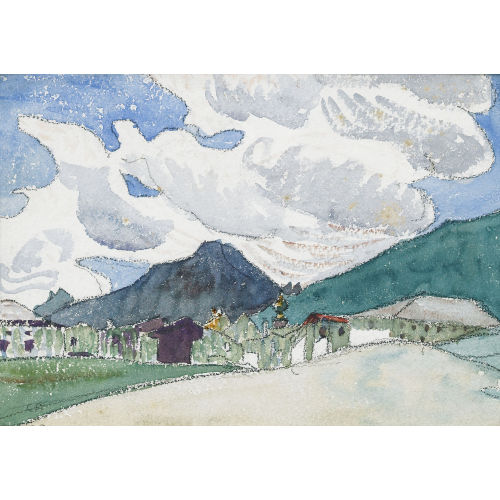 CUNO AMIET : Sommerliche Berglandschaft mit einem Dorf (DOBIASCHOFSKY AUKTIONEN AG)