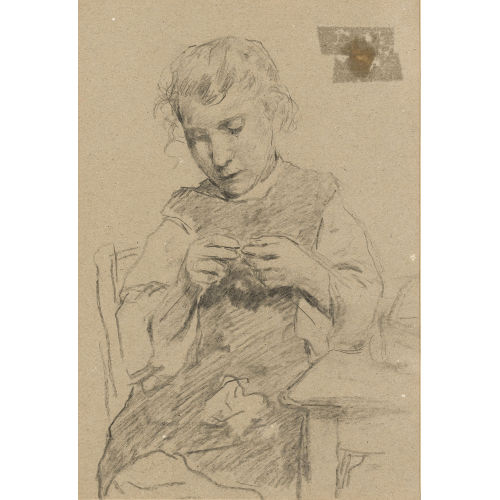 ALBERT ANKER : Strickendes M�dchen (DOBIASCHOFSKY AUKTIONEN AG)