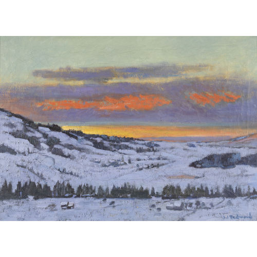 JOHN J. REDMOND : Winterliche Juralandschaft im Abendrot (DOBIASCHOFSKY AUKTIONEN AG)