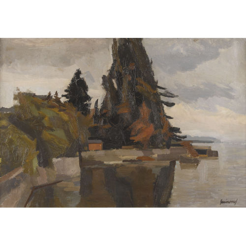 RENE GUINAND : Herbstliche Uferpartie am Genfersee (DOBIASCHOFSKY AUKTIONEN AG)