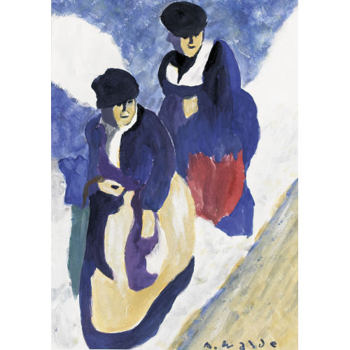 ALFONS WALDE : Trachtenfrauen in verschneiter Landschaft (DOBIASCHOFSKY AUKTIONEN AG)