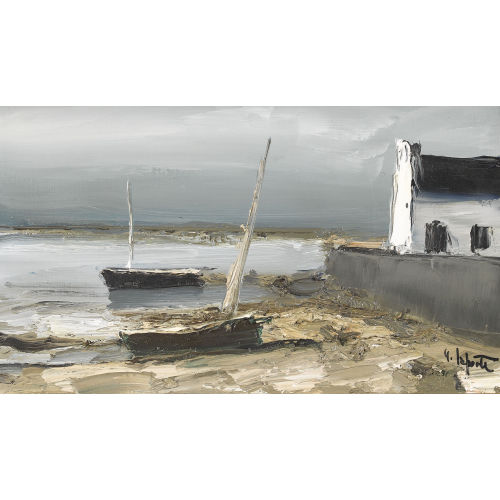 GEORGES LAPORTE : Bretonische K�stenpartie mit Booten (DOBIASCHOFSKY AUKTIONEN AG)